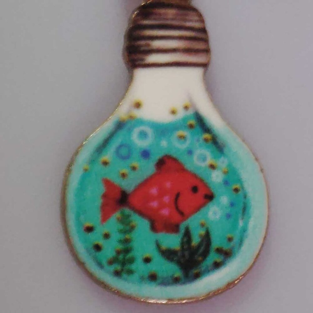 NWT Handmade Black Cat In A Boat & Orange Goldfish 3" Dangle Earrings - Picture 4 of 5